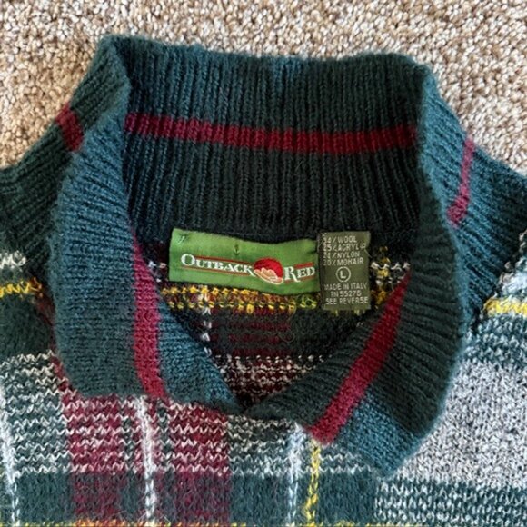 Vintage 80s OUTBACK RED Tartan Plaid Wool Sweater Large - Picture 8 of 10